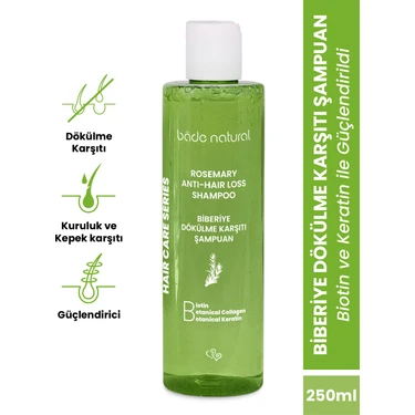Bade Natural Biberiye Şampuan 250 ml Tüm Saç Tipleri için Dökülme Karşıtı Doğal