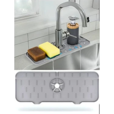 Silikon Musluk Matı – Su Geçirmez Lavabo Kenar Damlatmaz Altlık Düzenleyici