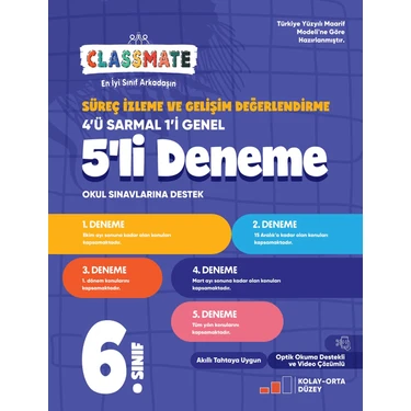 Okyanus Yayınları 6. Sınıf Classmate Süreç Izleme ve Gelişim Değerlendirme 5'li
