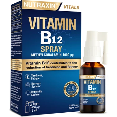 Nutraxin 15 ml Vitamin B12 Sprey Unisex Kullanıma Uygun Methylcobalamin