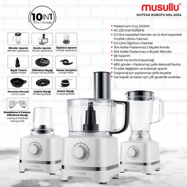 Musullu Mutfak Robotu 10 In 1 2000W