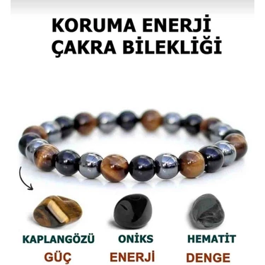 Efulim Hediyelik Doğal Taş  Koruma Enerji Çakra Bilekliği |kaplangözü-Hematit-Oniks |hediyelik