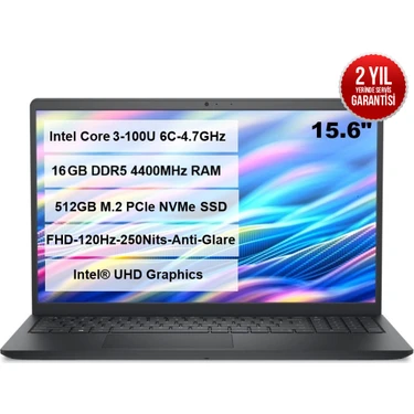 Dell Pro 15 Intel Core3-100U 16GB DDR5 RAM 512GB M.2 SSD 15.6" FHD Ubuntu