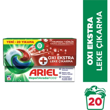 Ariel Hepsi1Arada PODS® Oxi Extra Leke Çıkarma Kapsül Çamaşır Deterjanı Beyazlar ve Renkliler 20