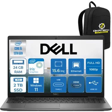 Dell Nb Vostro I5-1334U 24GB Ram Ddr4 2 Tb Nvm SSD 15.6" Fhd WİN11PRO Notebook + Okatech