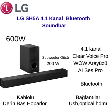 Lg SH5A 4.1 Kanal Derin Bas Hoparlör 600W Bluetooth