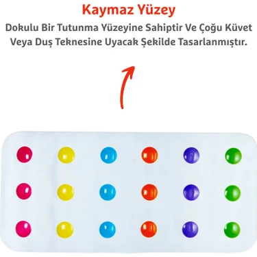 Munchkin Renkli Noktalı Banyo Matı | Kaymaz | 77x36 cm | Bebek ve Çocuk İçin | 1
