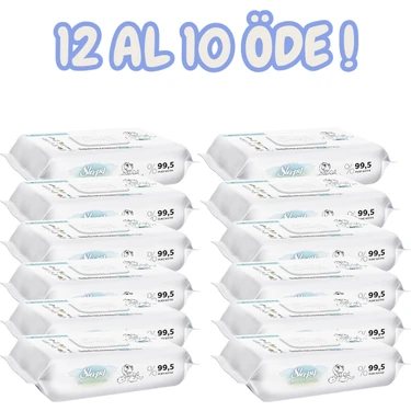 Sleepy Bio Natural Yenidoğan Islak Mendil 12 Al 10 Öde | 12*40 ( 480 Yaprak ) | %99,5 Saf Su |