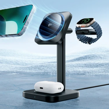 ESR Qi2 Cryoboost 3 In 1-25W Magsafe Masaüstü Şarj Standı (Iphone, Apple Watch ve Airpods