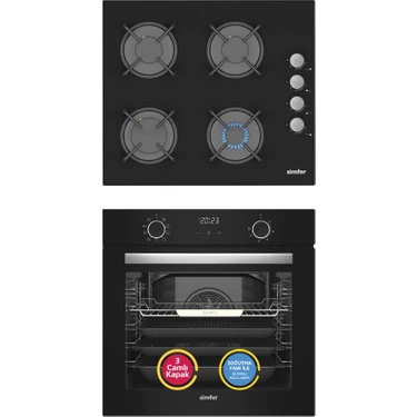 Simfer 10 Fonksiyon Airfry Siyah Dijital 2'li Ankastre Set (Fırın +