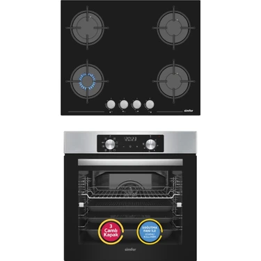 Simfer 10 Fonksiyon Airfry Plus Inox 2'li Ankastre Set (Fırın +