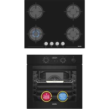 Simfer 11 Fonksiyon Steam Master Siyah 2'li Ankastre Set (Fırın +