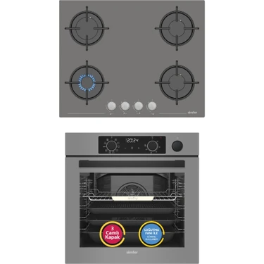Simfer 11 Fonksiyon Steam Master Gri 2'li Ankastre Set (Fırın +