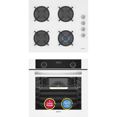 Simfer 10 Fonksiyon Airfry Beyaz 2'li Ankastre Set (Fırın +
