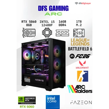DFS Bilgisayar Dfs Gaming Arc Intel I5 12400F-H610M-RTX 5060 Fiyatı