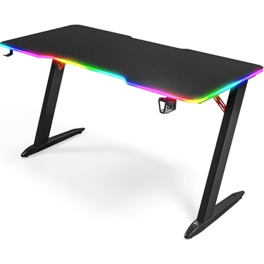 Karr Gaming Thunder 25mm RGB Aydınlatmalı Oyuncu Masası | Siyah Karbon Fiber