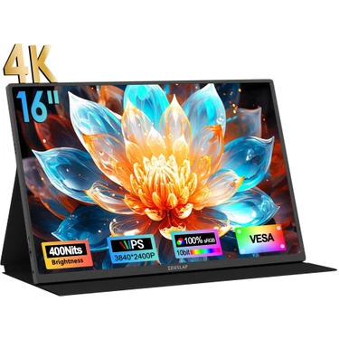 Zeuslap P16KF 16'' 3840X2400P 60Hz 4K UHD IPS Panel Type-C, Ultra Ince Taşınabilir Monitör