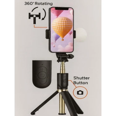 CAILON Caılon LED Işıklı Bluetooth Kumandalı Kablosuz Tripod Seltie Çubugu - Monopod Selfie