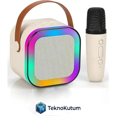 teknokutum Bluetooth Mikrofonlu Karaoke Hoparlör Seti Rgb LED Işıklı Taşınabilir Müzik
