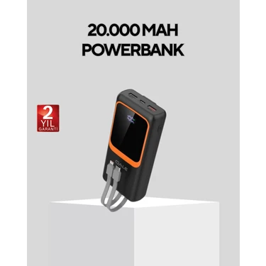 Powerbank 20000 Mah Dijital Ekranlı ve Çok Kablolu Hızlı Fiyatı