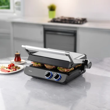 Homend Grilliant 1342H 3 In 1 Inox Gövde Çift Taraflı Xl Döküm Plaka Tost ve Izgara