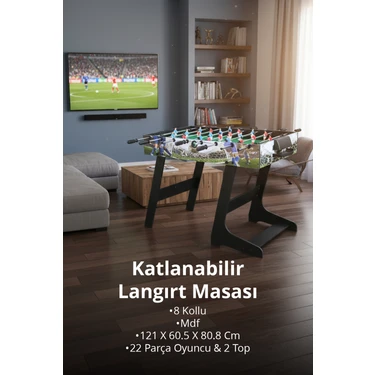 Triathlon T-217 Katlanabilir Langırt Masası / 8 Kollu / Mdf / 121 x 60.5 x 80.8 cm / 22 Parça