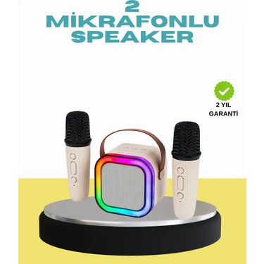 LED Işıklı Taşınabilir Karaoke Hoparlör – USB & Aux