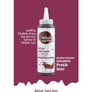 Melwiss Chocolate Bitter Tatlı Sosu 330 Gr- Waffle Krep Pankek