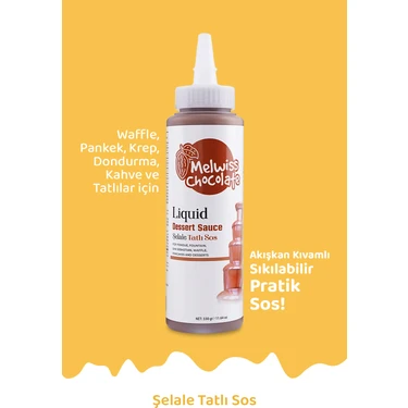 Melwiss Chocolate Fondü Şelale Tatlı Sos 330 G - Waffle & Krep & Pankek & San Sebastian