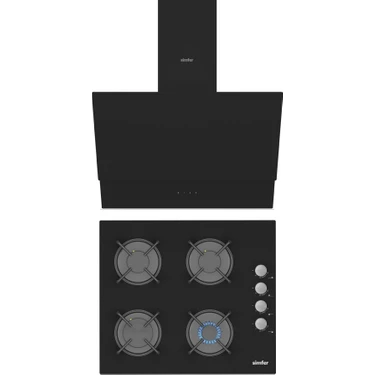 Simfer Qs Siyah 2'li Cam Ankastre Set (Ocak +