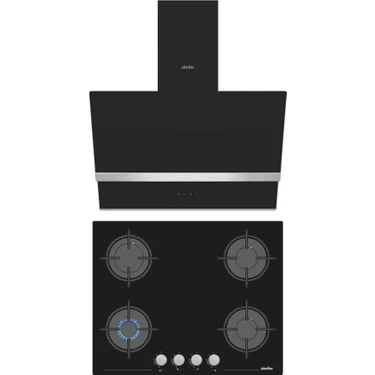 Simfer Steam Siyah 2'li Cam Ankastre Set (Ocak +