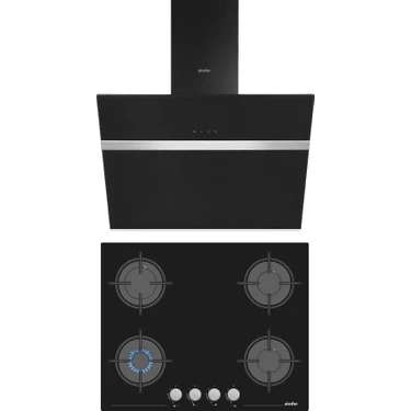 Simfer Siyah Cam 2'li Ankastre Set (Ocak +