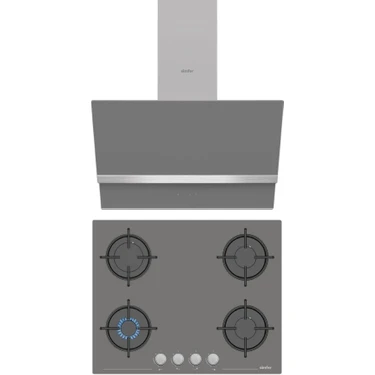 Simfer Steam Gri 2'li Cam Ankastre Set (Ocak + 
