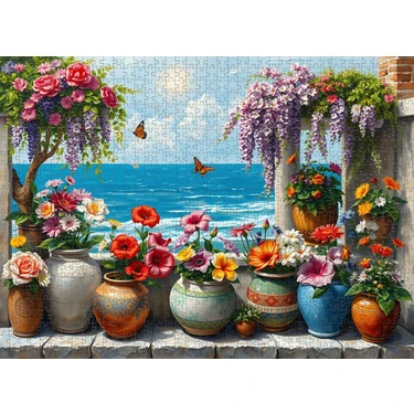 Nova Puzzle 1000 Parça Çiçekli Balkondan Deniz Manzarası Fiyatı