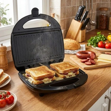Sinbo SSM-2513 Siyah Tost ve Izgara Makinesi 750 W Döküm Plakalı, Dayanıklı ve Kolay Temizlenebilir