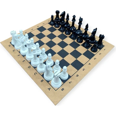 Alay Ticaret Ahşap Satranç - 29X29X3CM - Taşlar Plastik Büyük Boydur - Zemin Doğal