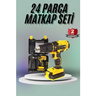 Matkap Seti 24 Parça Çift Bataryalı Darbeli LED Işıklı