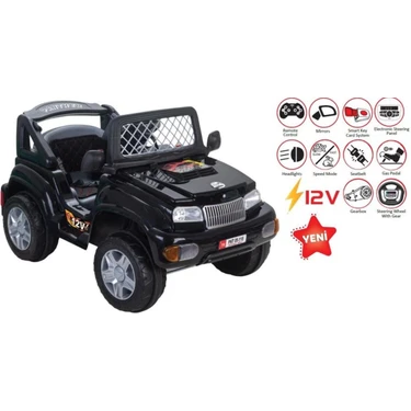 Pilsan 12 V Panther Akülü Arazi Aracı Siyah 50 kg Taşıma Kapasitesi Uzaktan Kumanda