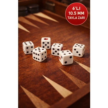 Toyfest 6’lı Set – 10.5 mm Okey & Tavla Zarı Net Noktalı Dayanıklı Okey & Tavla