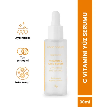 Bade Natural C Vitamini Yüz Serumu Aydınlatıcı, Ton Eşitleyici Ve Leke Karşıtı 30