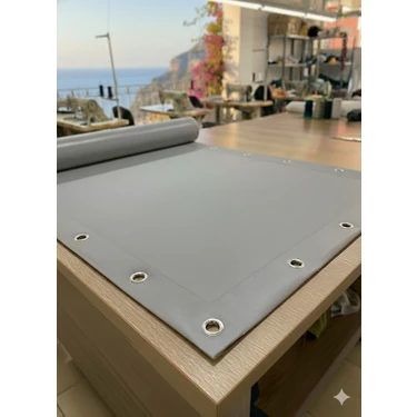 Branda Noktası 650 Gr/m² Profesyonel Kapsüllü Gri Polyester Branda – Su ve Uv Geçirmez - Balkon,