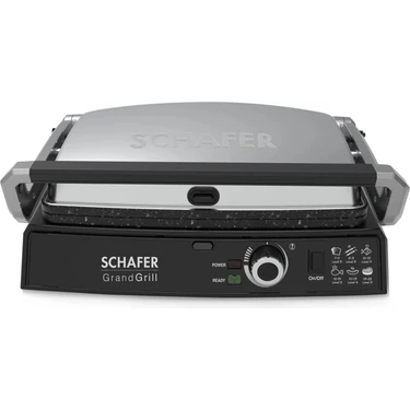 Schafer Grand Grill Inox Tost ve Izgara Makinesi 2000 W Döküm Plakalar ile Modern