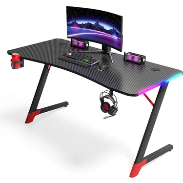 Karr Gaming Spark 25mm RGB Aydınlatmalı Oyuncu Masası | Siyah Karbon Fiber