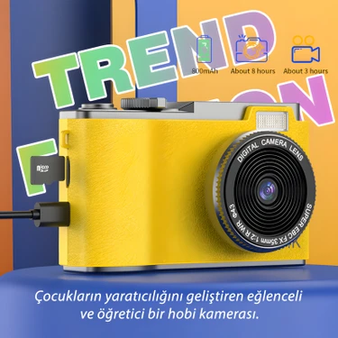 Idragon® LK-003 Mini Dijital Çocuk Fotoğraf Makinası Çocuk Kamera Çift Lens Retro Tasarım ve Hd