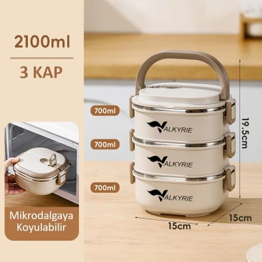 トライアルセット・サンプル Haruka Valkyrie 3 Katlı Yemek Kabı 2100 ml – Termal Çantalı Lunch Fiyatı