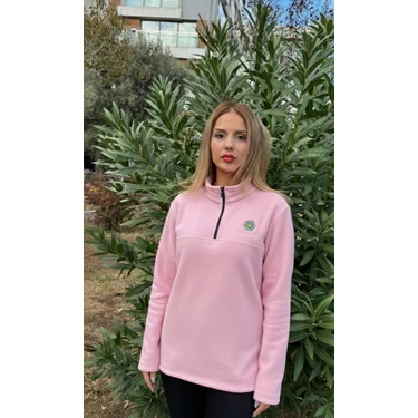 ARZ Kadın Pembe Fermuarlı Dik Yaka Polar