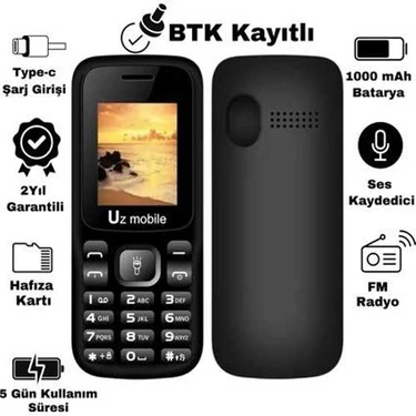 Uz Mobile - Yerli Üretim Tuşlu Asker Cep Telefonu (Uz Türkiye