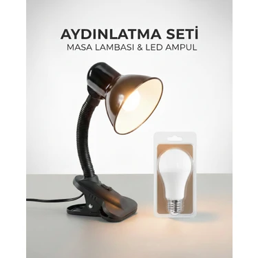 Kendal KML201 Masa Lambası — E27 Duy / 80×200 mm + KES170 6500K Ampul Ile