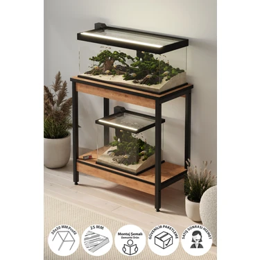 Bofigo Akvaryum Sehpası Yan Sehpa Metal Ayaklı Sehpa 80 x 40 cm