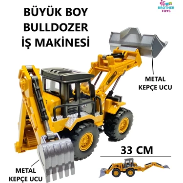 Brother Toys 32 cm Metal Kepçeli Oyuncak Buldozer Çocukların Motor Becerilerini Geliştiren